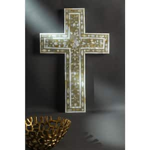 Jodhpur Mother of Pearl Wall Cross Beige Decorative Sign