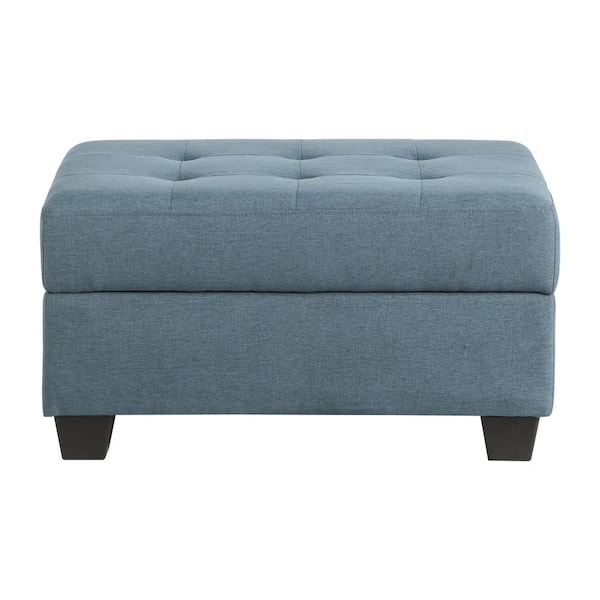 EVERGLADE HOME Nea Blue Tufted Storage Ottoman