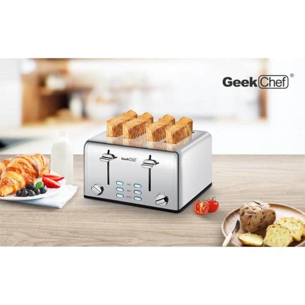 Geepas 4 Slice Bread Toaster - Adjustable 7 Browning Control 4 Slice Pop-Up  Toaster with Removable