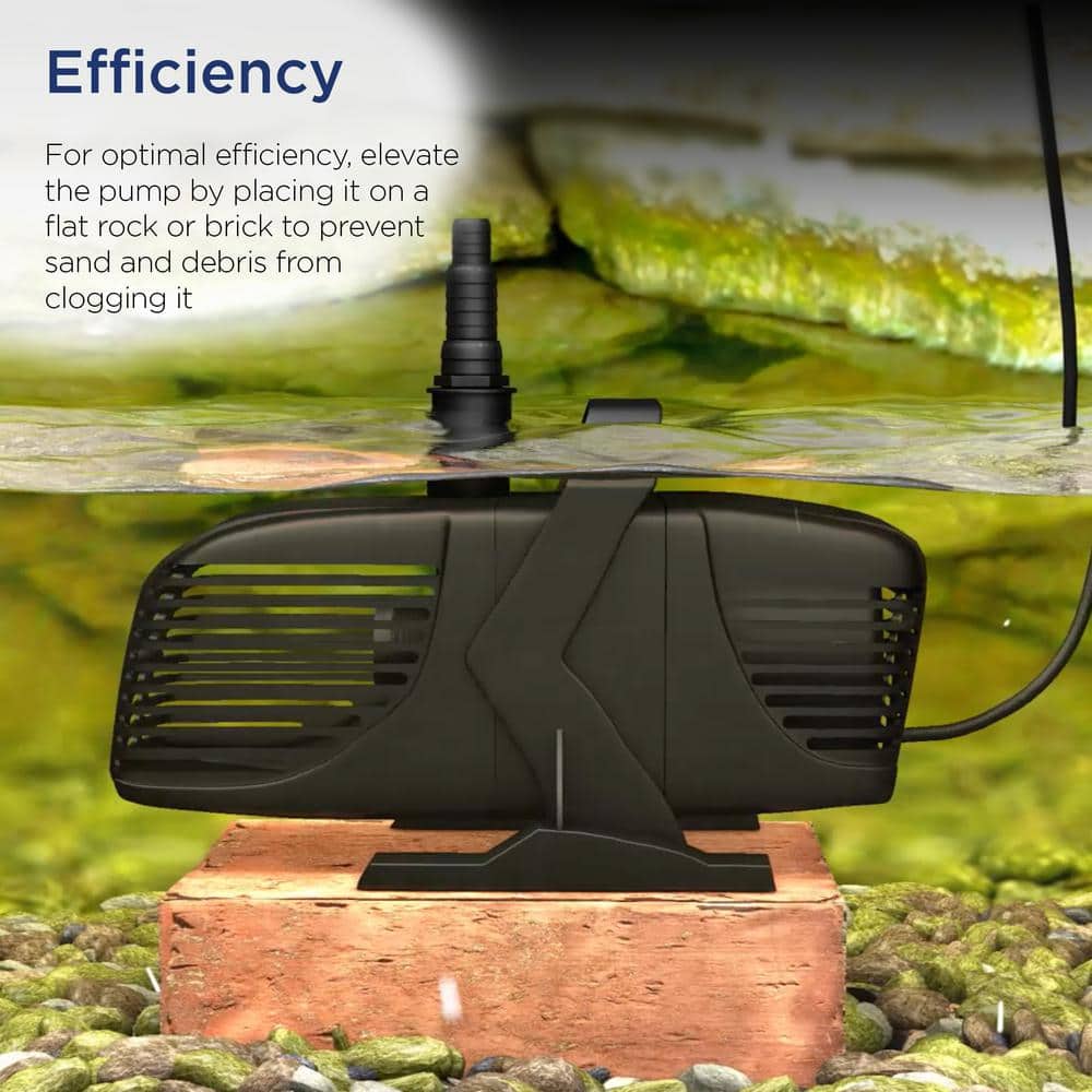 Black Submersible Water Pump with 33' Cord for Fountains & Ponds