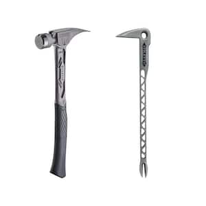 14 oz. TiBone Milled Face with Curved Handle with 12 in. Titanium Clawbar Nail Puller with Dimpler (2-Piece)