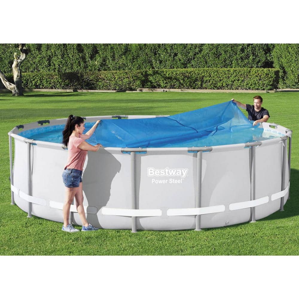 Flowclear 15 ft. x 15 ft. Round Blue Plastic Above Ground Solar Pool Cover