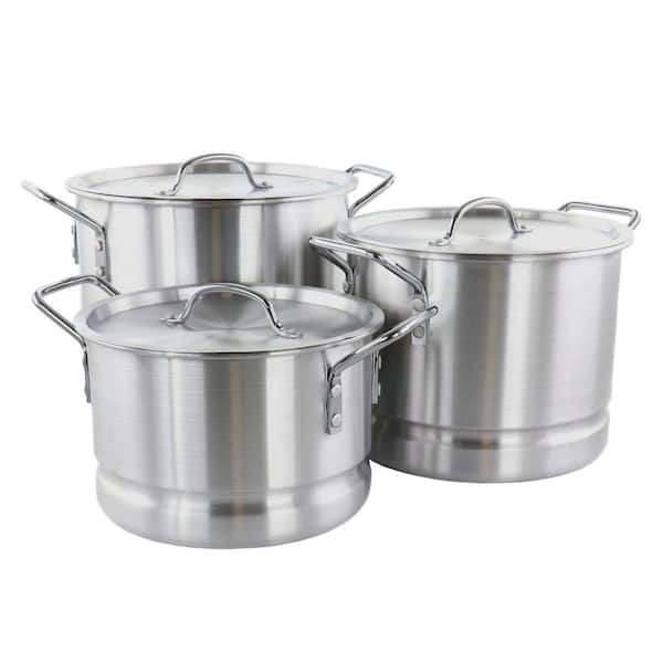 Gibson Home Breton 3-Piece Aluminum Stock Pots With Steamer and Lid