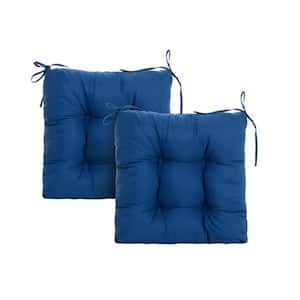 Outdoor Tufted Seat Cushions 2-Pack 19x19", for Patio Bench Dining Chair Lounge Chair Seat Pad Classic Blue