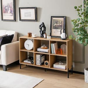 31.5 in. Tall Natural Engineered Wood 6-Cube Storage 2-Shelf Organizer Cubby Cabinet Bedroom Bookcase