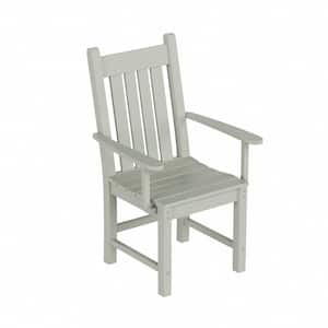 Hayes HDPE Plastic All Weather Outdoor Patio Slat Back Dining Arm Chair in Sand