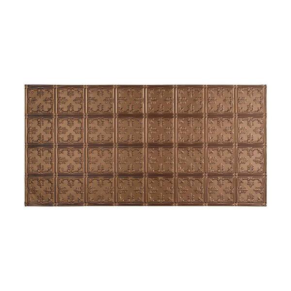 Fasade Traditional Style #10 2 ft. x 4 ft. Glue Up PVC Ceiling Tile in Argent Bronze