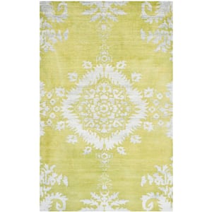 Stone Wash Chartreuse 5 ft. x 8 ft. Floral Area Rug