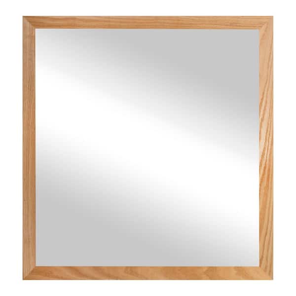 2 in. Natural Frame (30 in. W x 31 in. H) Oak Hardwood Rectangle Wall Mirror