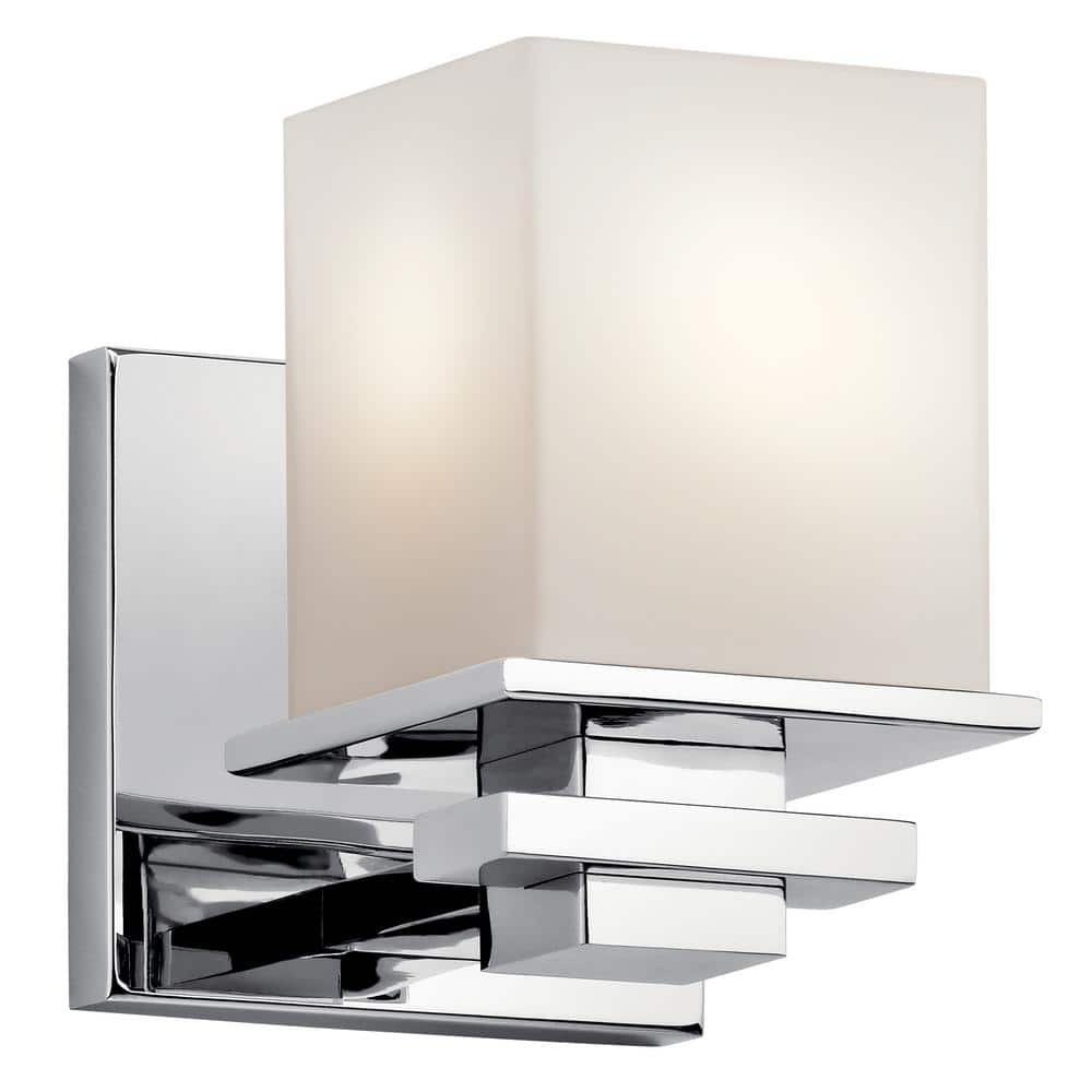 Tully Chrome and White 6.5" Wall Sconce with Opal Glass