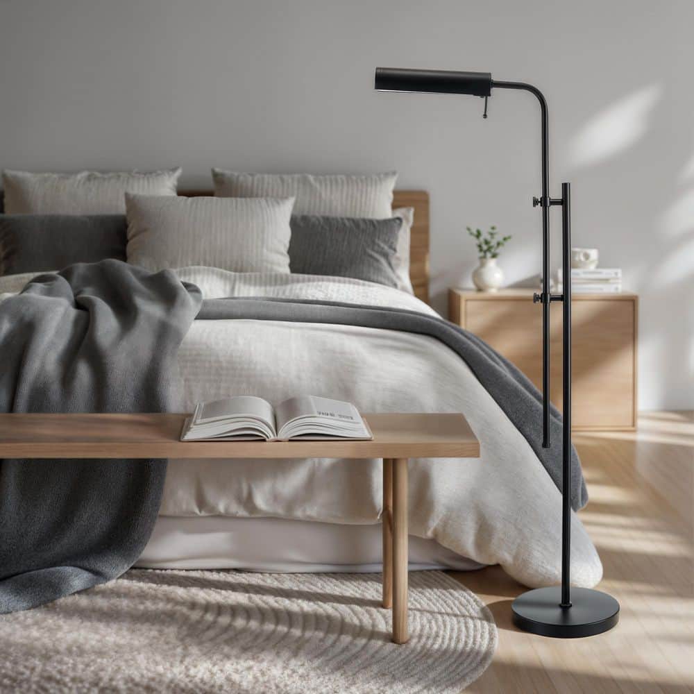 62.5 in. Matte Black Industrial 1-Light 3CCT LED Pharmacy Floor Lamp for Living Room with Metal Shade price history on PriceWatchPro