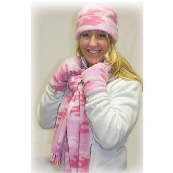 ladies pink hat and scarf set