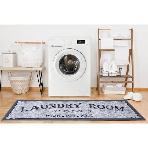 Teal Laundry Room Nonslip Runner Area Rug 20" x 59" Mat Durable Stain Resistant 