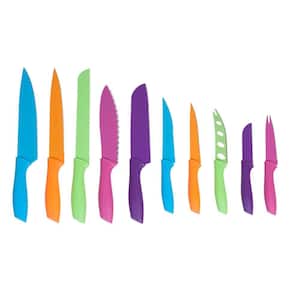 10-Piece Stainless Steel Multi Colored Knife Set
