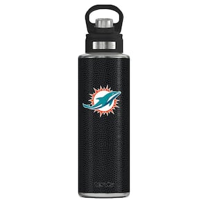 NFL MIA DLPHNS LOGO BK 40OZ Wide Mouth Water Bottle Powder Coated Stainless Steel Standard Lid