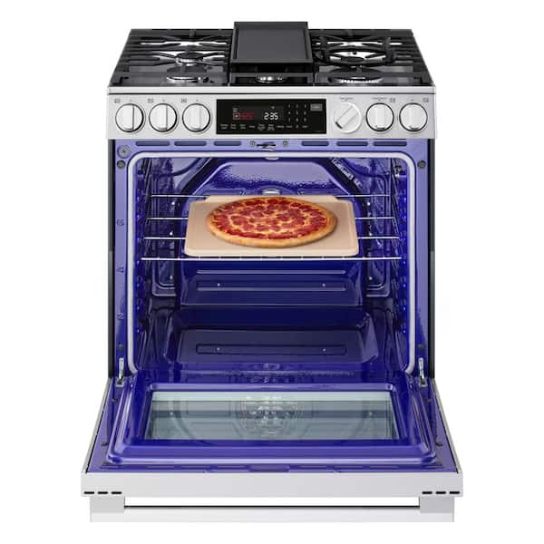 LG Smart Gas 30 in. 5 Burners Slide In Gas Range in Stainless