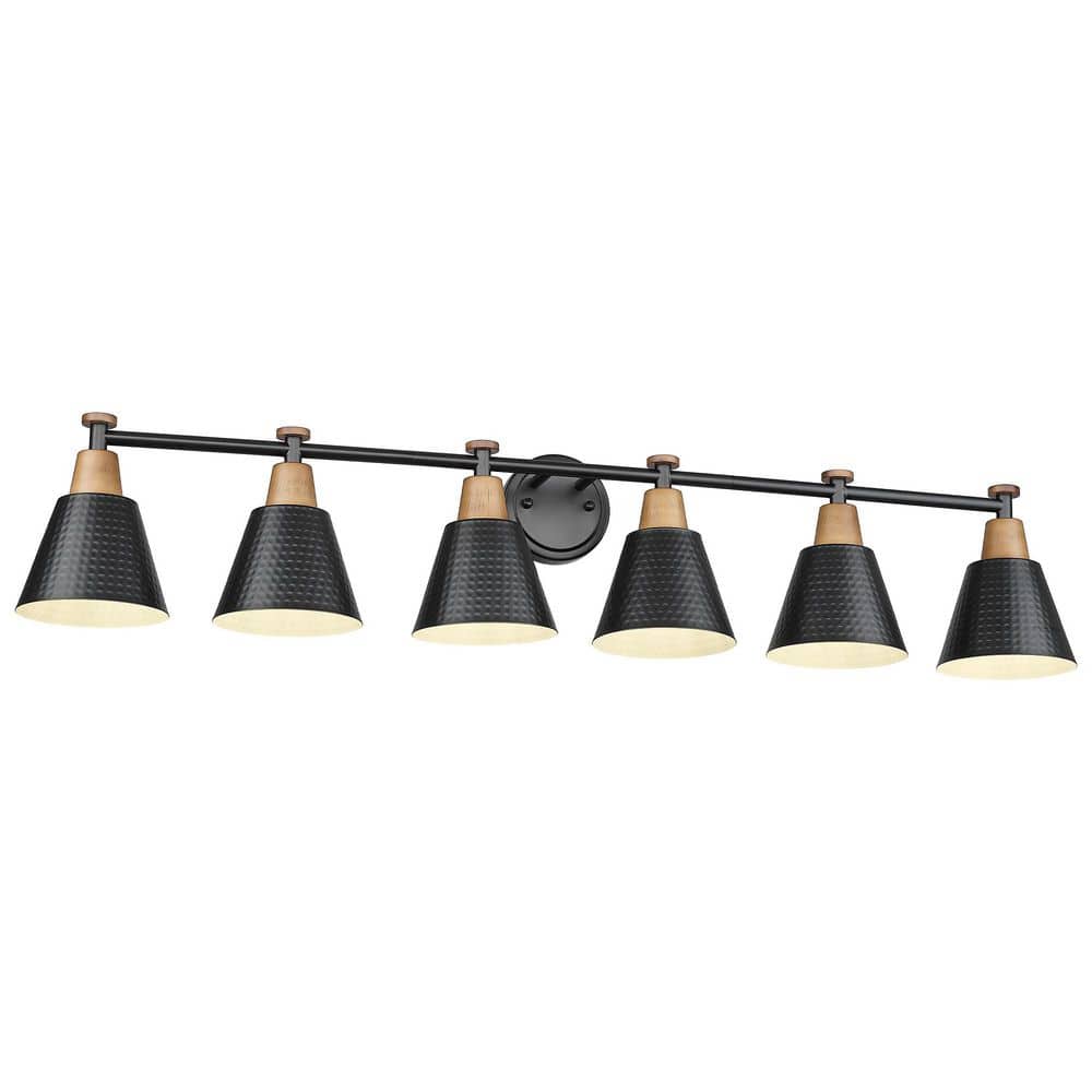 45.2 in. 6-Light Matte Black-6 Light Vanity Light with Metal Shade price history on PriceWatchPro