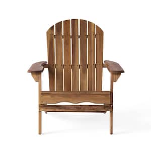 Natural Stained Brown Wood Outdoor or Indoor Adirondack Chair