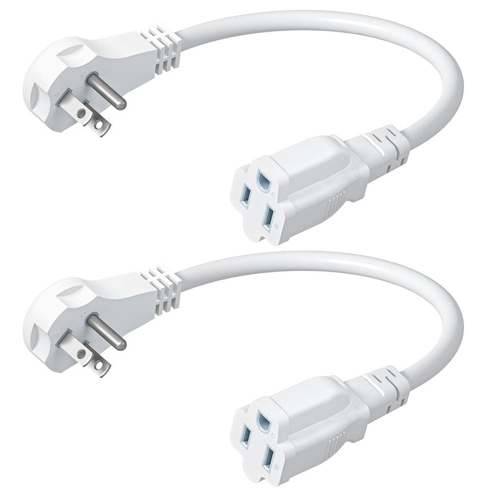 1 ft. SJT 14 / 3 Indoor Extension Cord with 3-Prong Outlets and Flat Plug, 2 Pack, White price history on PriceWatchPro