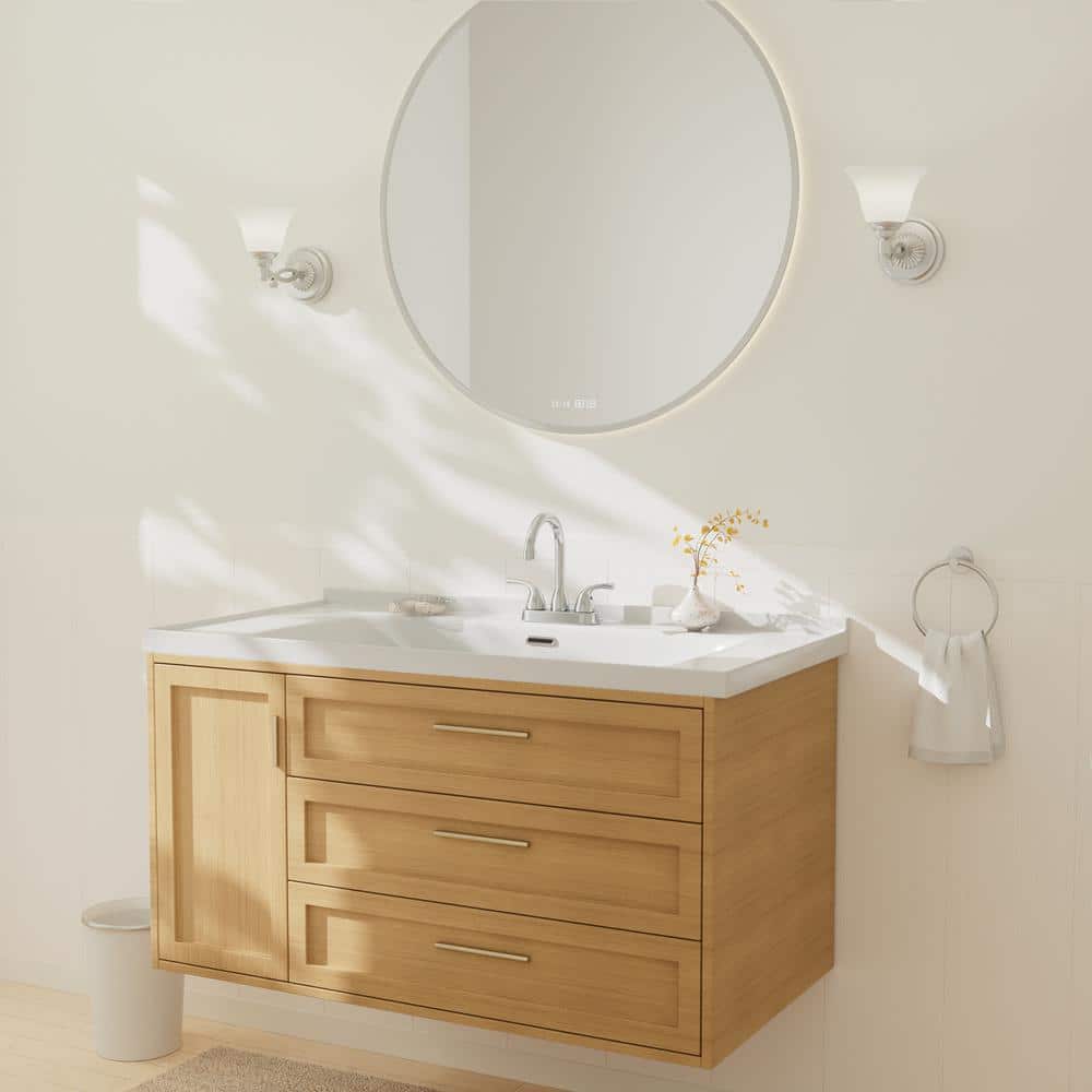 Chrome High Arc Double Handle Bathroom Faucet with Pop-Up Drain