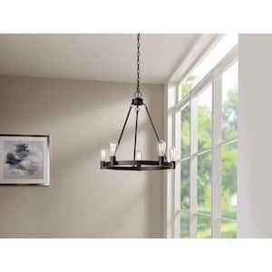 Moreland 5-Light Traditional Oil-Rubbed Bronze Hanging Wagon Wheel Candlestick Chandelier