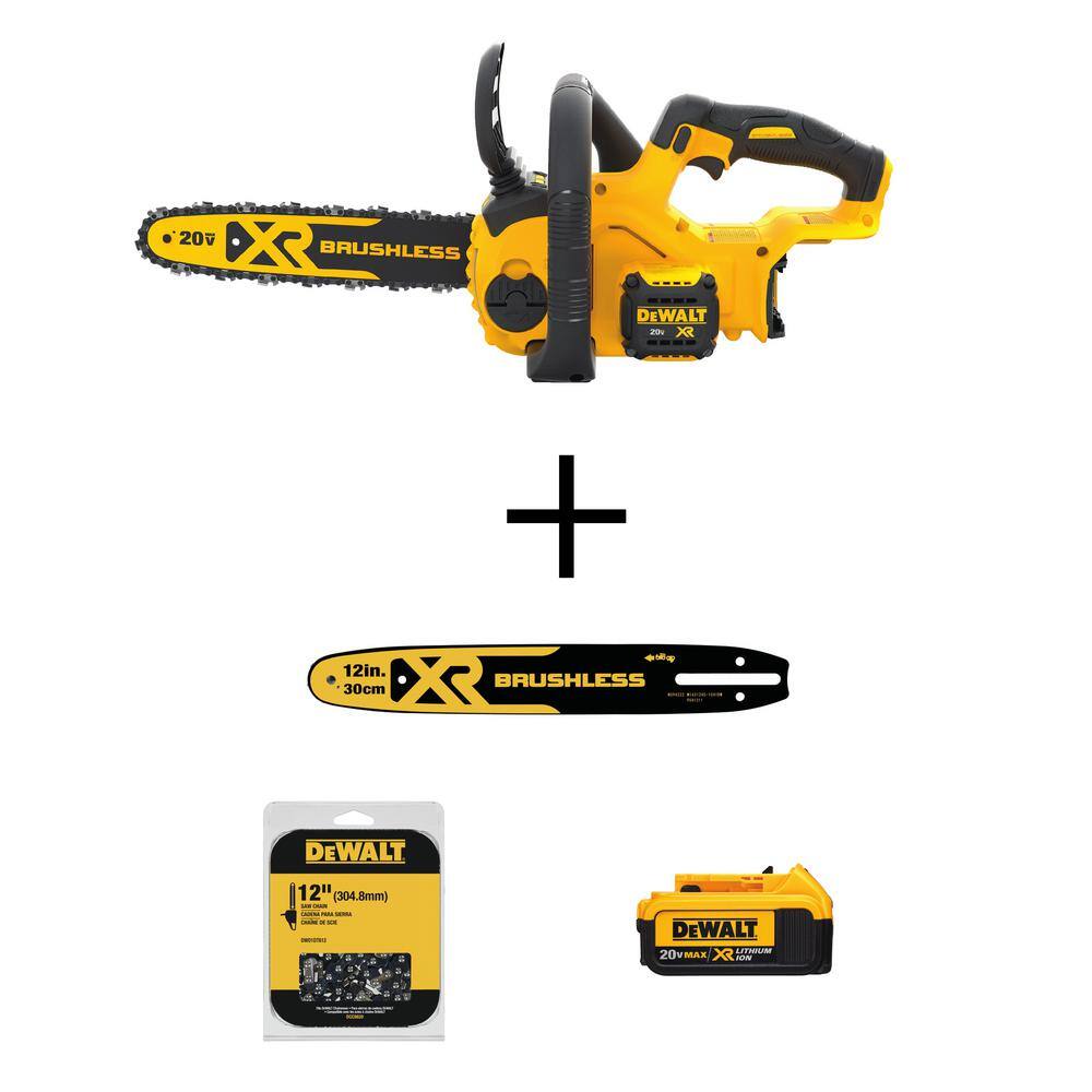DEWALT 20V MAX* XR Chainsaw Kit, 5Ah Battery, 12Inch DCCS620P1) Patio