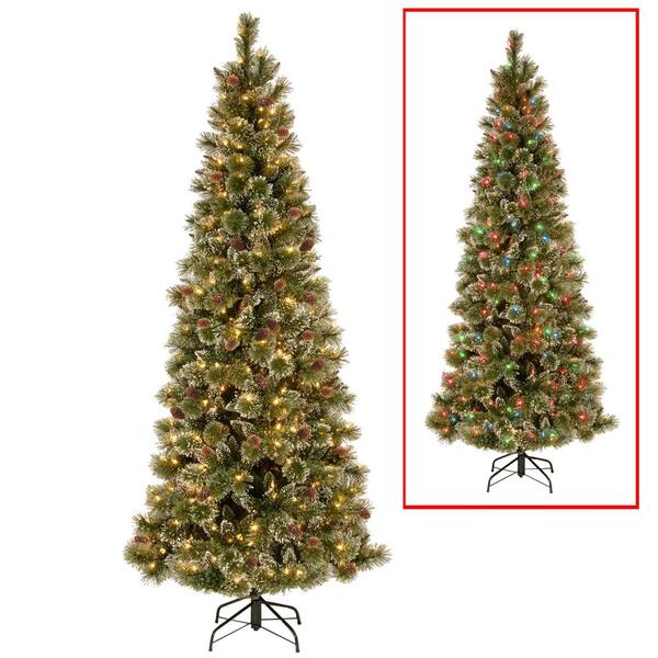 National Tree Company 6.5 ft. PowerConnect Glittering Pine Artificial Christmas Slim Tree with Dual Color LED Lights