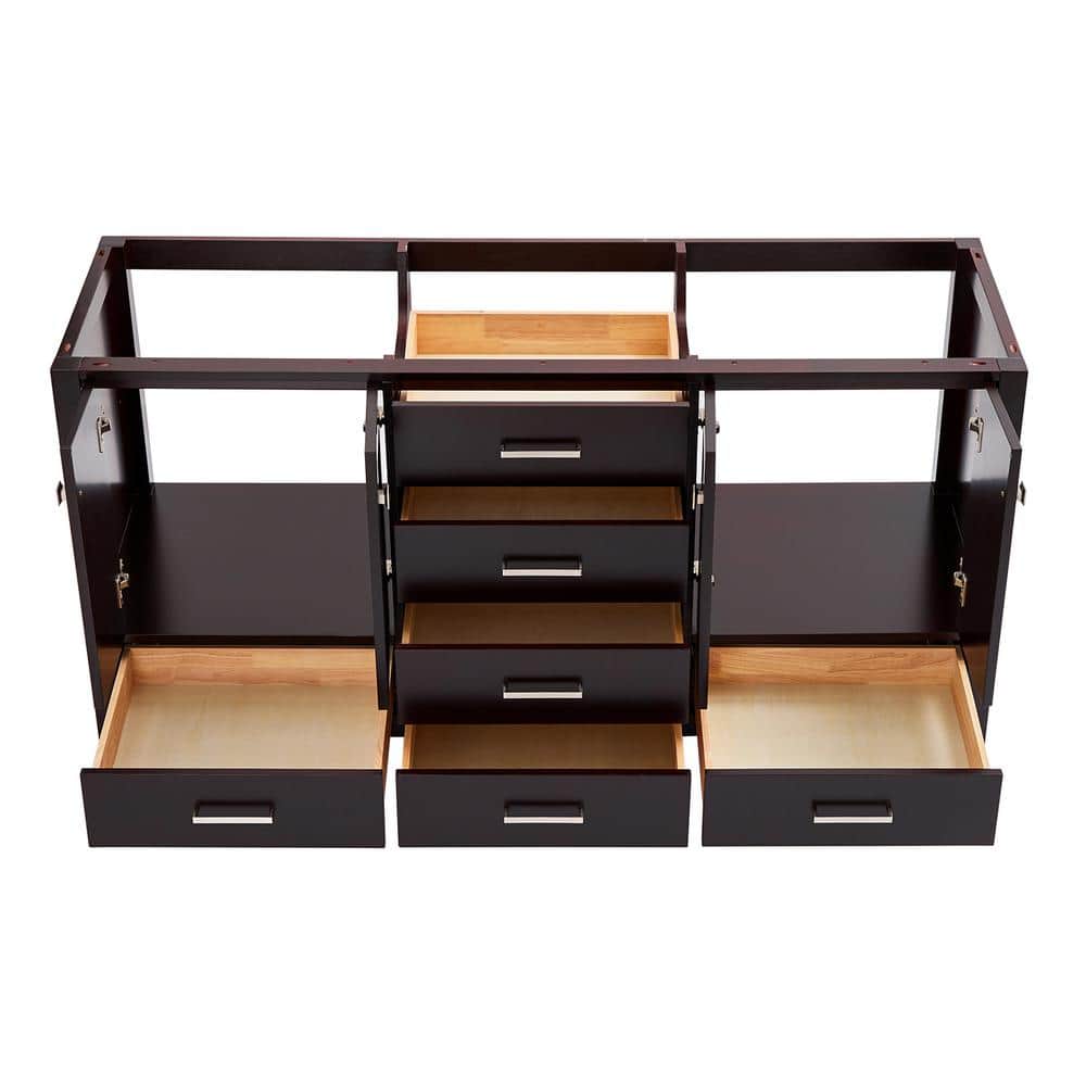 Espresso 66'' Double Freestanding Bathroom Vanity Base