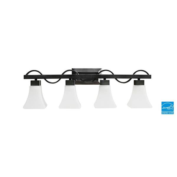 Efficient Lighting Contemporary 4-Light Vanity in Powder Coated Nickel Finish with Bulbs-DISCONTINUED