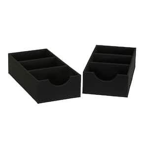 6 in. W x 3 in. H 1 Drawer 3-Section Black Linen Hard-Sided Trays