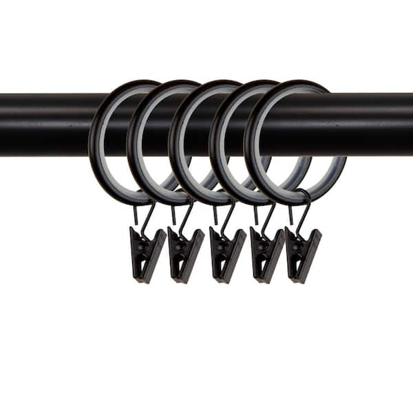 EMOH Black Steel Curtain Rings with Clips (Set of 10)