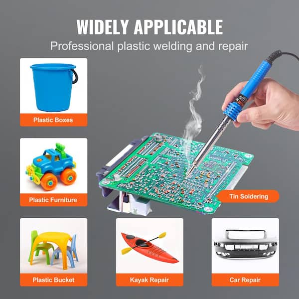 VEVOR Plastic Repair Kit 100 Watt Welding Iron Includes 2 Tips for Welding 1 for Soldering Ideal for Fixing Kayaks SLDLT100W1D0K3W5KV1 0729