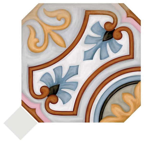 Merola Tile Vaudeville Octagon Deco Diglas with Taco Nacar 8 in. x 8 in. Porcelain Floor and Wall Take Home Tile Sample