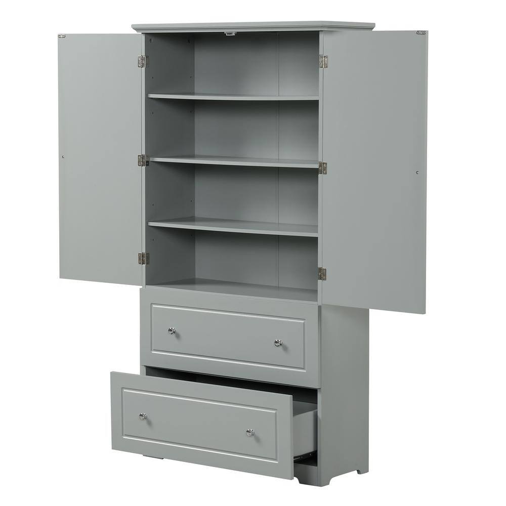 32.6 in. W x 13 in. D x 62.3 in. H Bathroom Gray Linen Cabinet