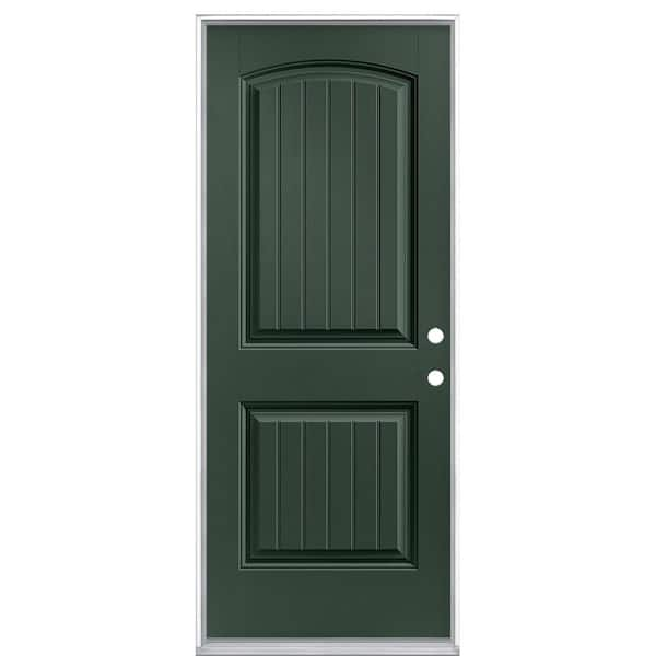 Masonite 32 in. x 80 in. Cheyenne 2-Panel Left Hand Inswing Painted Smooth Fiberglass Prehung Front Exterior Door No Brickmold