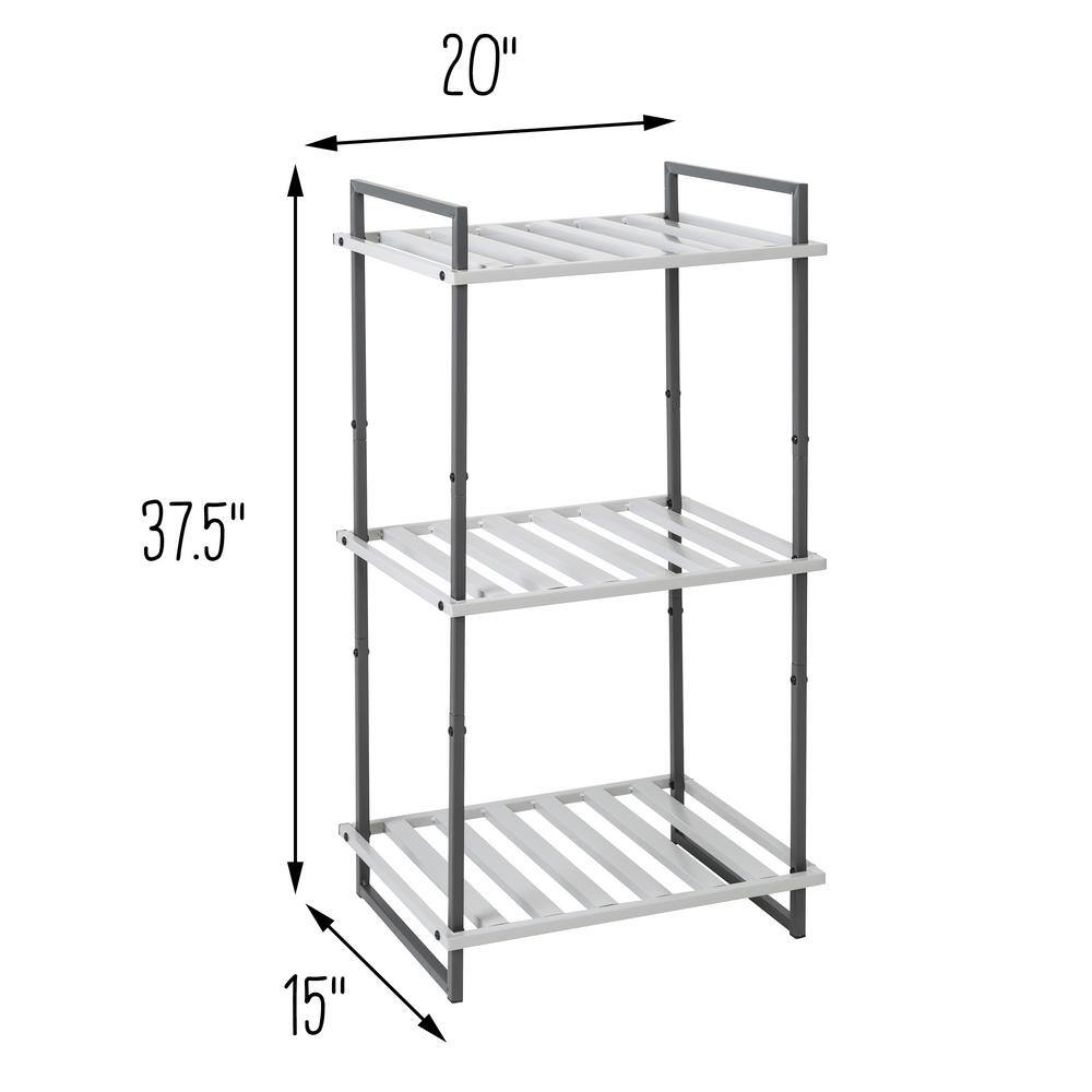 Gray 3-Tier Metal Tubular Bathroom Shelf