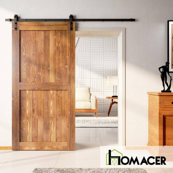 HOMACER 42 in. x 84 in. H-Frame Early American Double Pine Wood