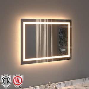 40 in. W x 24 in. H Rectangular Frameless Anti-Fog LED Light Wall Bathroom Vanity Mirror with Backlit and Front Light