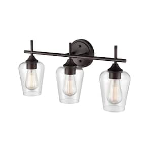 Ashford 22 in. 3-Light Rubbed Bronze Vanity Light with Clear Glass Shade
