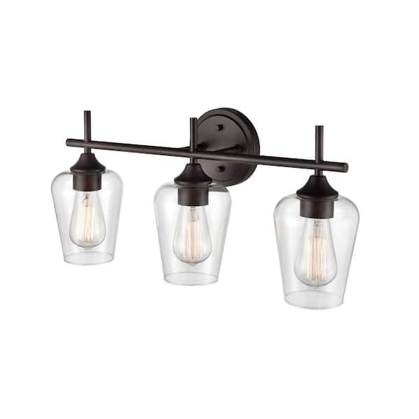 Millennium Lighting Ashford 22 in. 3-Light Rubbed Bronze Vanity Light with Clear Glass Shade