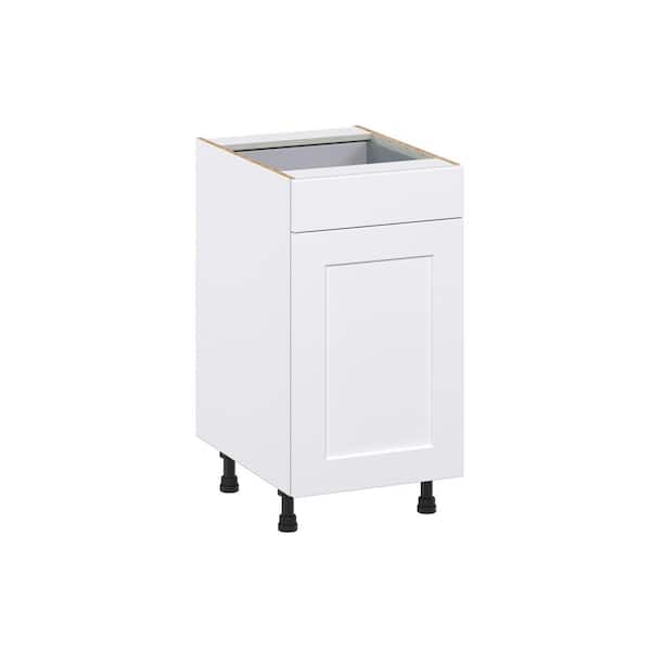 J COLLECTION Roseland 18 in. W x 24 in. D x 34.5 in. H Assembled Shaker Double Trash Can Kitchen Cabinet in Warm White with Drawer