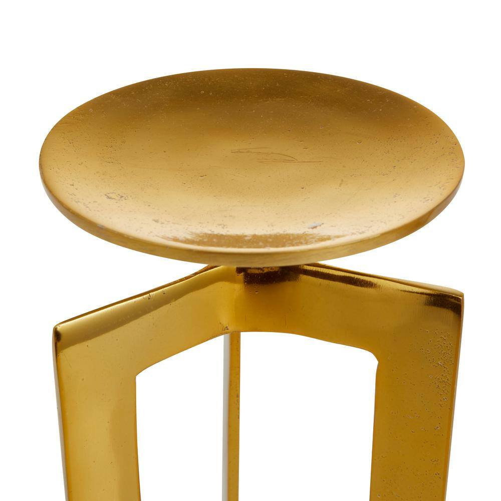 Elegant Gold Aluminum Geometric Pillar Candle Holder Set