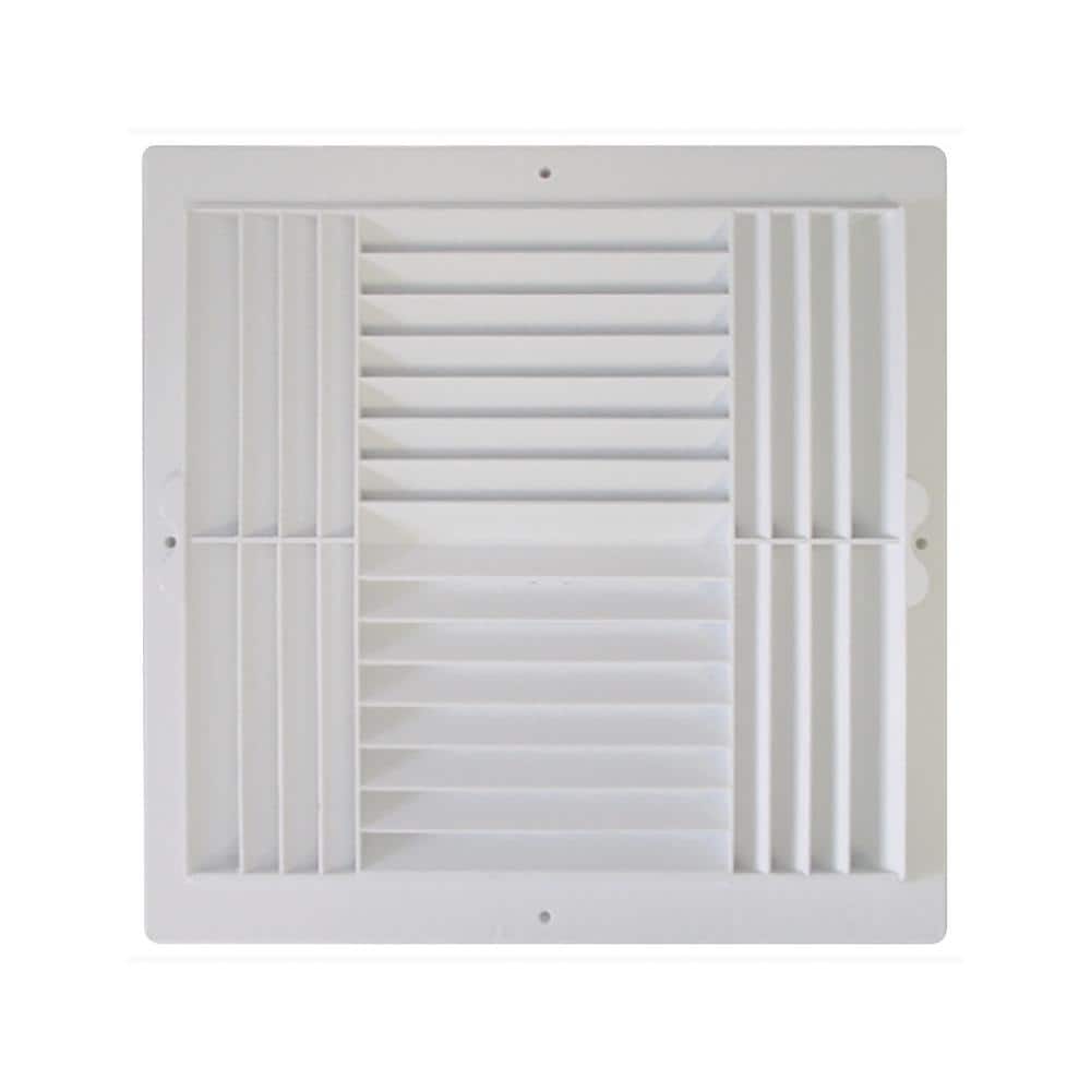 12 in. x 12 in. Plastic 4-Way Ceiling Register in White