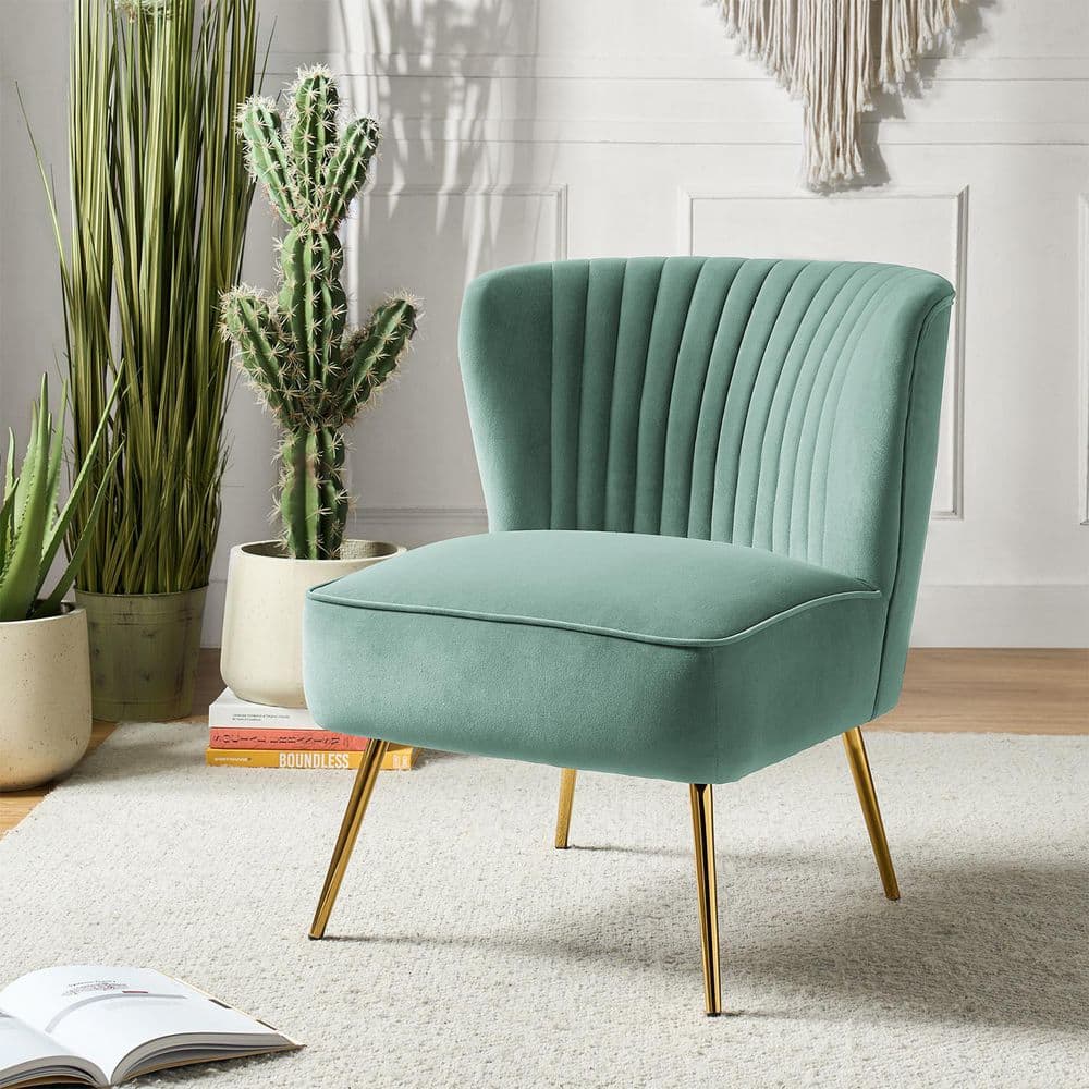 JAYDEN CREATION Monica Modern Sage Velvet Comfy Living Room Side