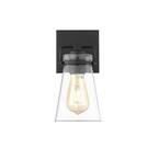 Clark 4.75 in. Black Sconce with Clear Glass Shades (2-Pack)