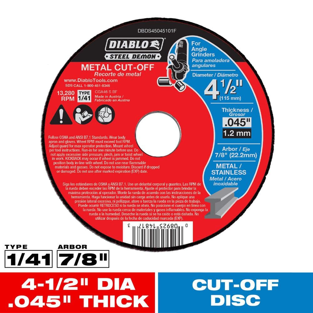 DIABLO Steel Demon 4-1/2 in. x 0.045 in. x 7/8 in. Metal Cut Off