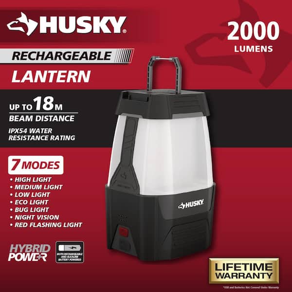 Husky 2000 Lumens Hybrid Power LED Lantern with Rechargeable Battery  Included HSKY2000L - The Home Depot