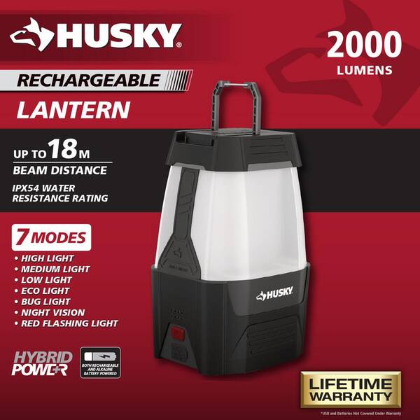 Husky 2000 Lumens Hybrid Power LED Lantern with Rechargeable Battery  Included HSKY2000L - The Home Depot