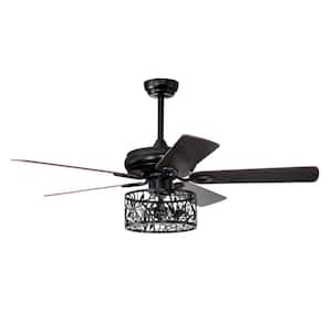 52 in. Indoor Black Ceiling Fan with Light, 3-Speed Blades Fandelier Reversible