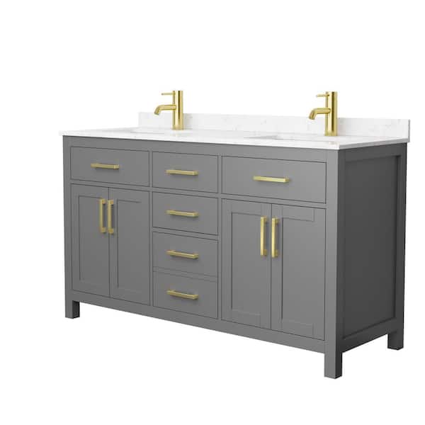 Beckett 60 in. W x 22 in. D x 35 in. H Double Sink Bathroom Vanity in Dark Gray with Carrara Cultured Marble Top
